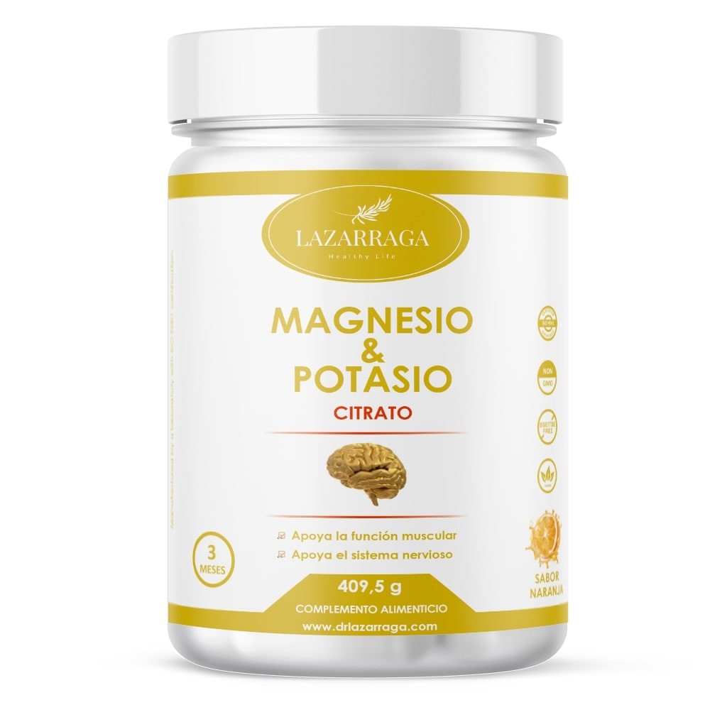 Lazarraga Magnesio + Potasio Citrato – Sabor Naranja – Apto Para Veganos – 409,5g