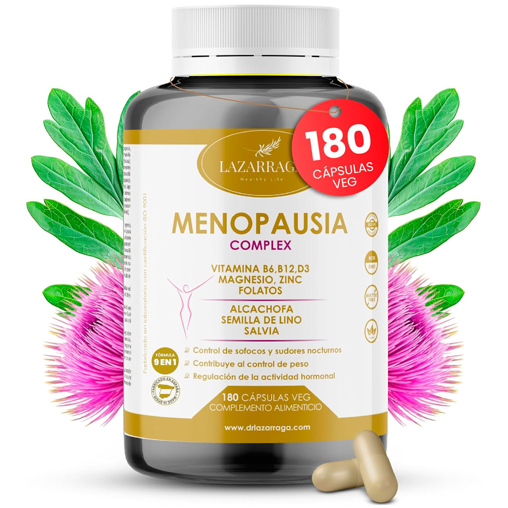 Lazarraga Menopausia Complex – Suplemento para la menopausia con vitaminas y minerales  – 180 cápsulas para 3 meses