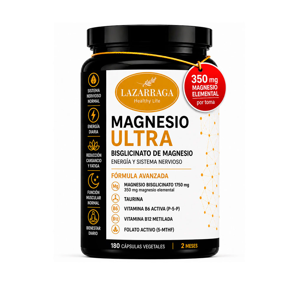Lazarraga Magnesio ULTRA Bisglicinato 350mg Elemental - Taurina + Vitamina B6 180 Cápsulas